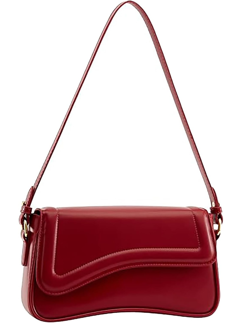 〽️ Women's Red Vegan Leather Retro Straps Clutch Purse Crossbody Bag